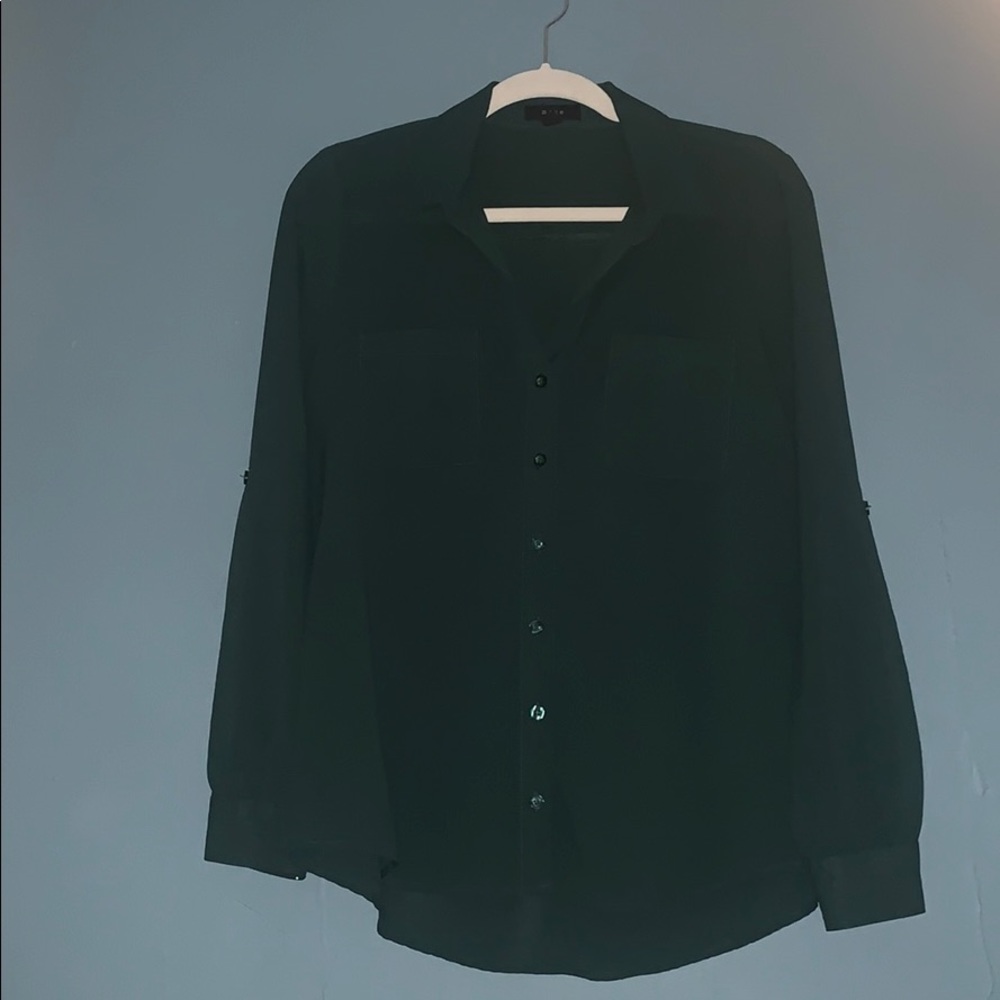 Green Button Down Blouse